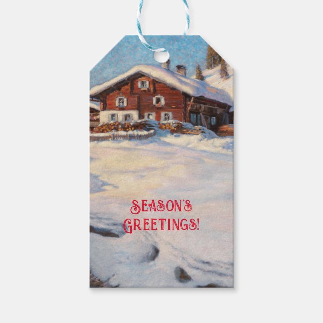 Vinterlandskap nära Davos Presentetikett (Framsidan)