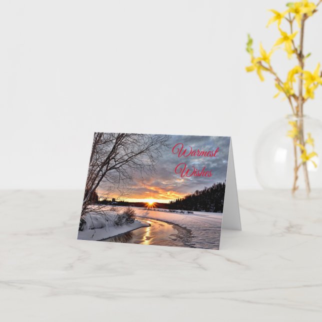Vinterlandskap Snö Scen Julkort Kort (Gul blomma)