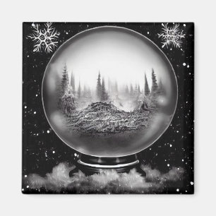 Vinterlandskap Snöglob Magnet