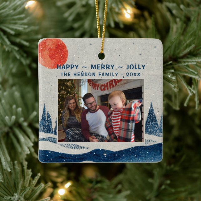 Vinterlandskap Snowy Forest Måne Foto-jul Julgransprydnad Keramik (Träd)