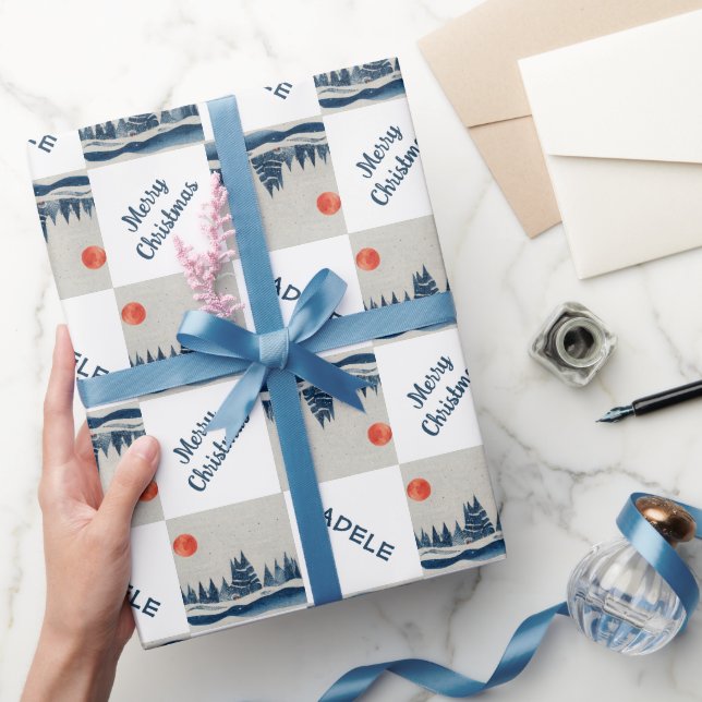 Vinterlandskap Snowy Forest Måne jul Presentpapper (Gifting)
