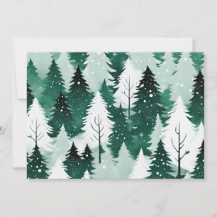 Vinterlandskap Ständigt Gröna Träd God Jul Julkort