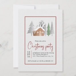 Vinterlandskap, träd och snöfall jul party inbjudningar