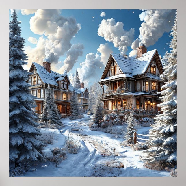 Vinterlandskap Väggkonst Snö Scen Dekor 🌲❄️ (Framsidan)