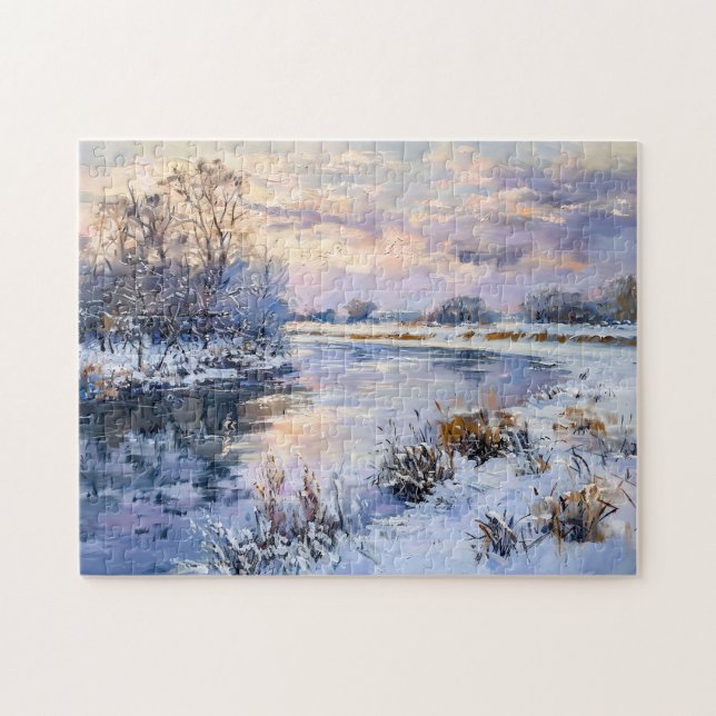 Vinterlandskap vid floden Havel Pussel (Horisontell)