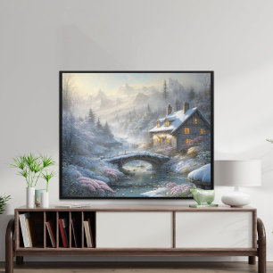 Vinterlandskapet Snö i vacker modern Poster