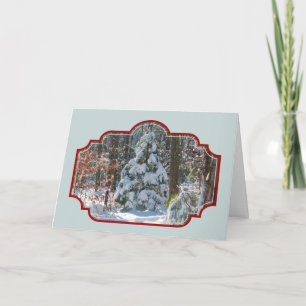 Vinterlandskapet Snö-täckt Evergreen jul Helgkort