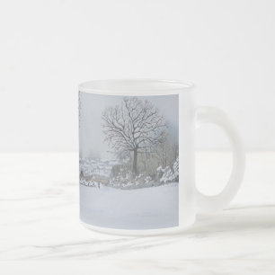 vinterlandskapet snö vid jul frostad glasmugg
