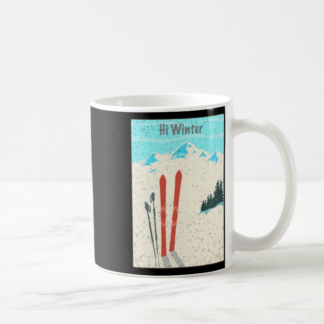 Vinterledighet jul skidor X-mas skidåkning skidåka Kaffemugg (Höger)