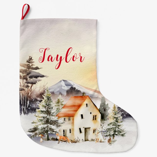 Vinterledighet Julstuga Stor Julstrumpa (Framsidan)