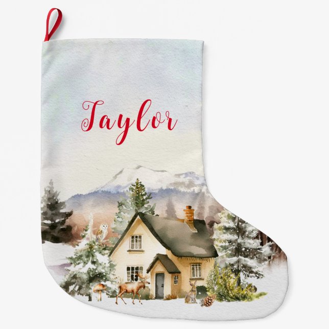 Vinterledighet Julstuga Stor Julstrumpa (Framsidan)