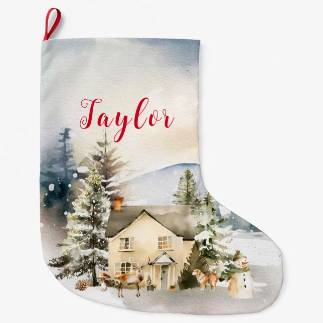 Vinterledighet Julstuga Stor Julstrumpa (Framsidan)