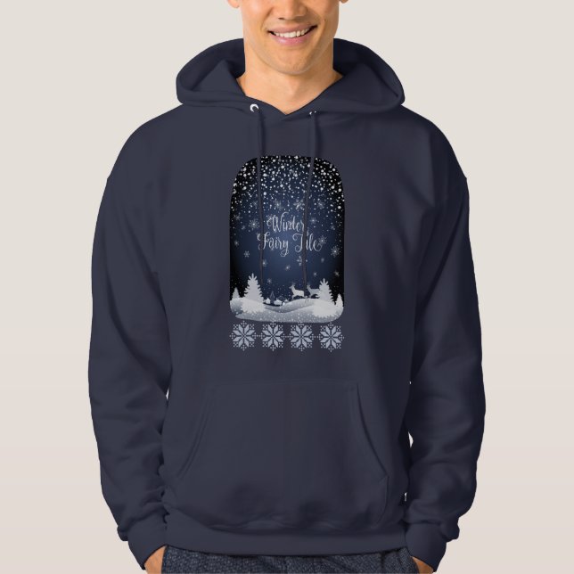 Vinterledighets saga Fantasi Snöig skog Hoodie (Framsida)
