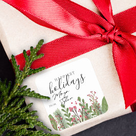 Vinterledigtidsbladverk till och från fyrkantigt klistermärke