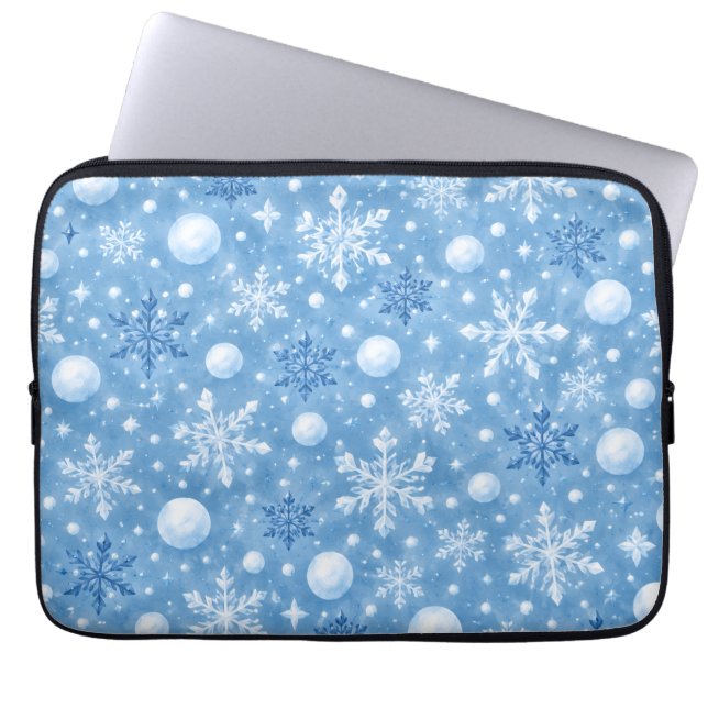 Vinterlig snö laptop fodral (Framsidan)