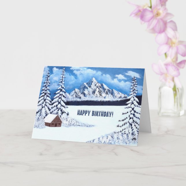 Vinterlig Vinterscen Födelsedagskort Kort (Orkide)