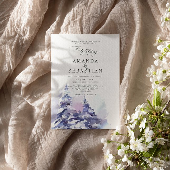 VinterLila Gräs Snö Bröllopsfest Inbjudningar (Skapare uppladdad)