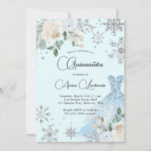 Vinterljus Blommigt Blue och Silver Quinceanera