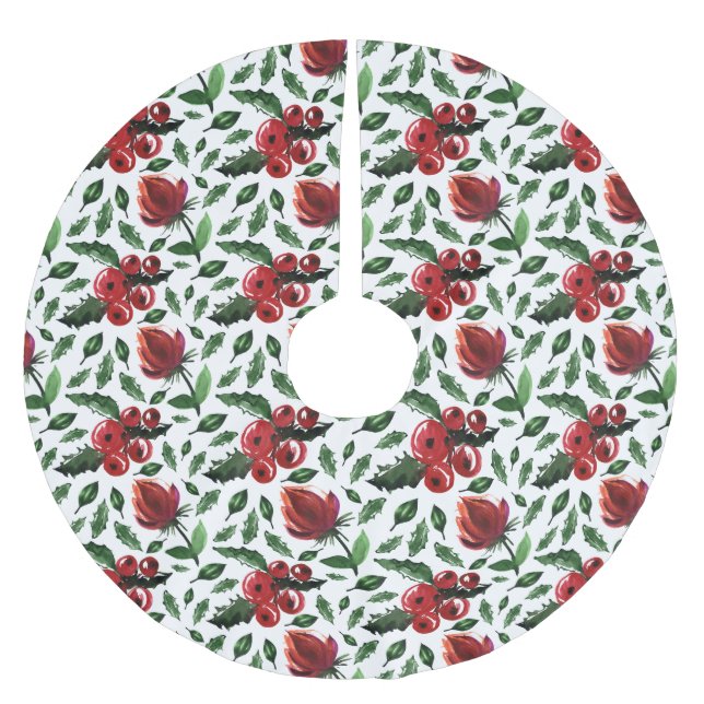 Vinterlöv Holländska Bär Botanisk Julgransmatta Borstad Polyester (Framsidan)