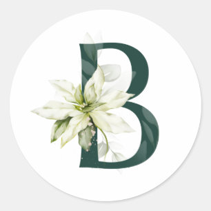 Vinterlov MONOGRAM grön bokstav julstjärna Runt Klistermärke