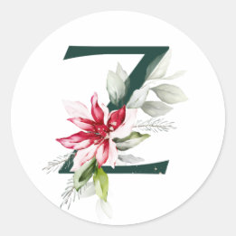 Vinterlov MONOGRAM röd julstjärna bär C Runt Klistermärke