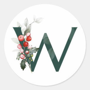 Vinterlov MONOGRAM röd julstjärna bär C Runt Klistermärke