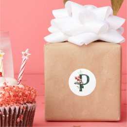 Vinterlov MONOGRAM röd julstjärna bär C Runt Klistermärke