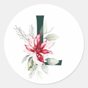 Vinterlov MONOGRAM röd julstjärna bär C Runt Klistermärke