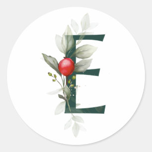 Vinterlov MONOGRAM röda julstjärna bär C Runt Klistermärke