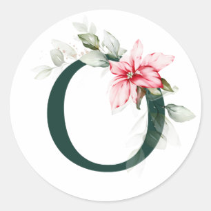 Vinterlov MONOGRAM röda julstjärna bär C Runt Klistermärke