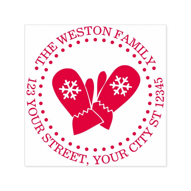 Vinterlov Snowflake Handschoar Namn Adress Självfärgande Stämpel (Design)