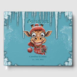 Vintermagi med en söt tecknad giraffe gästböcker