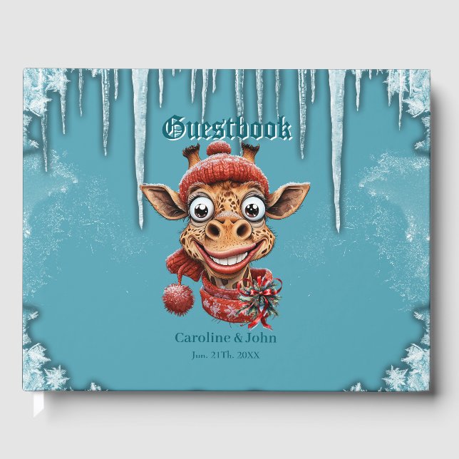 Vintermagi med en söt tecknad giraffe gästböcker (Framsida)