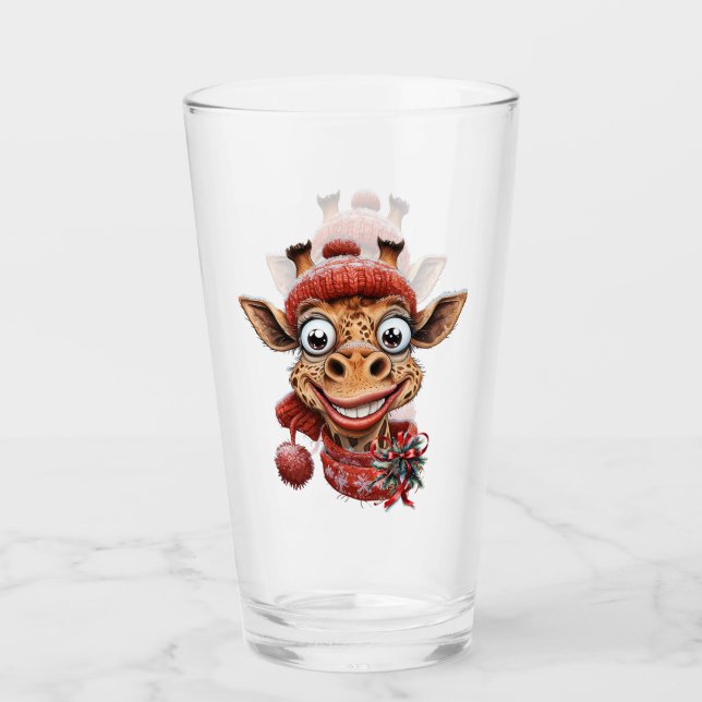 Vintermagi med en söt tecknad giraffe glaskopp (Framsida)