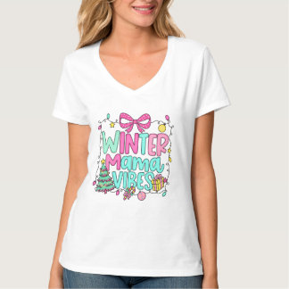 Vintermamma Vibes Söt Julkonst T Shirt