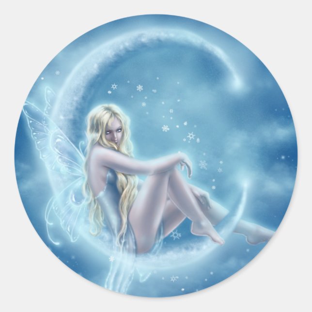 Vintermåneklistermärke Runt Klistermärke (Framsida)
