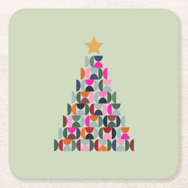 Vintermarknaden 06 Julgran färgstark Grönt Underlägg Papper Kvadrat (Framsidan)