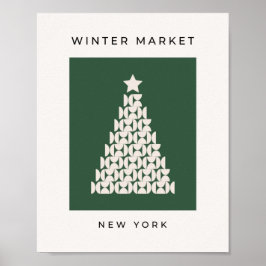 Vintermarknaden 07 Vintage Grönt Julgran Poster
