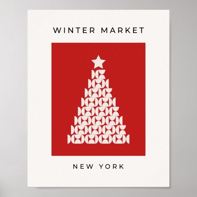 Vintermarknaden 08 Vintage Red Julgran Poster (Framsidan)