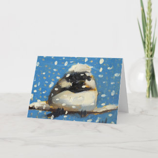 Vintermes med snöflingor helgkort