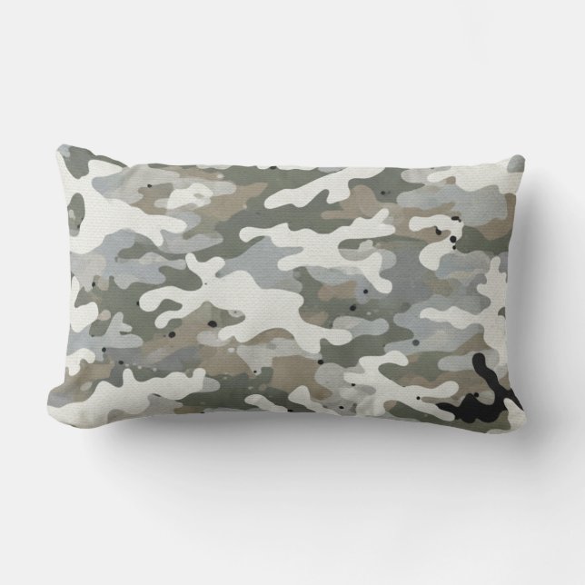 Vintermilitär kamouflage mönster lumbarkudde (Framsida)