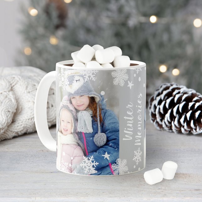 Vinterminnen Snöflinga Fotoöverlägg Kaffemugg (Skapare uppladdad)