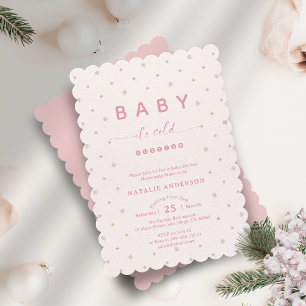 Vintermjuk Rosa Det är Kall utanför babyskabinka Inbjudningar