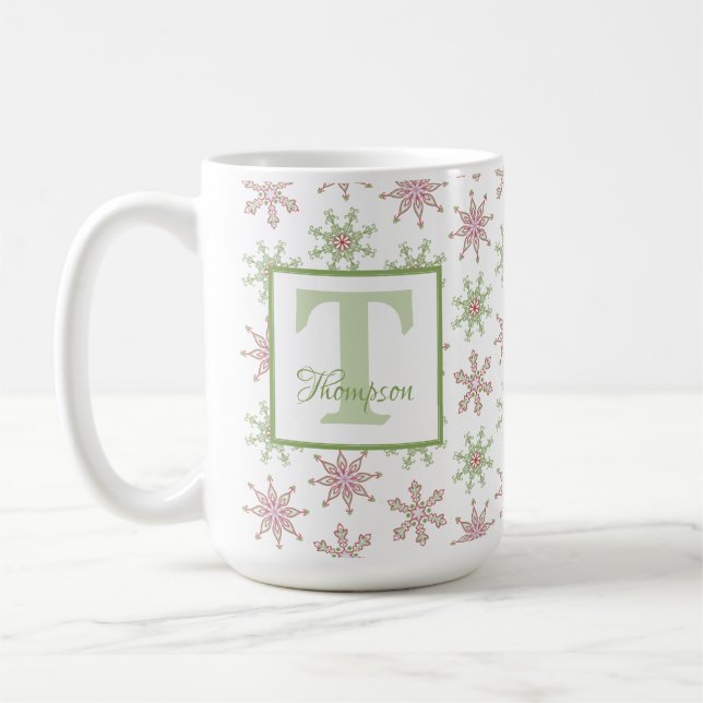 Vintermonogram Modern Helgstiliserad Anpassad Kaffemugg (Vänster)