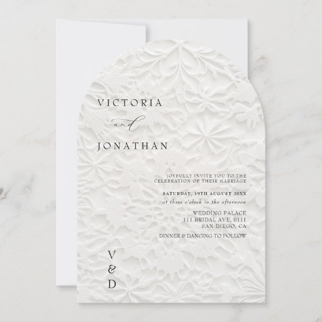 Vintermonogram Vitt Bröllopsinbjudan Inbjudningar (Framsida)