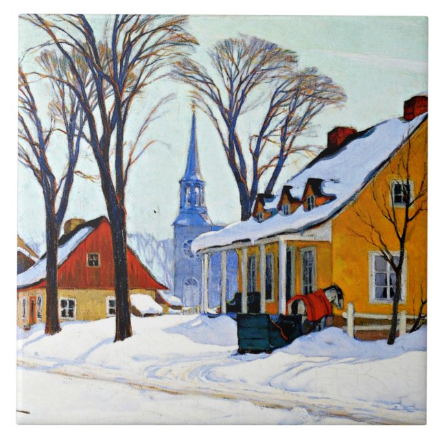 Vintermorgon, bra av Clarence Gagnon Kakelplatta (Framsidan)