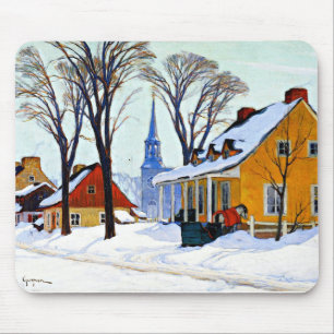Vintermorgon, finkonst av Clarence Gagnon Musmatta