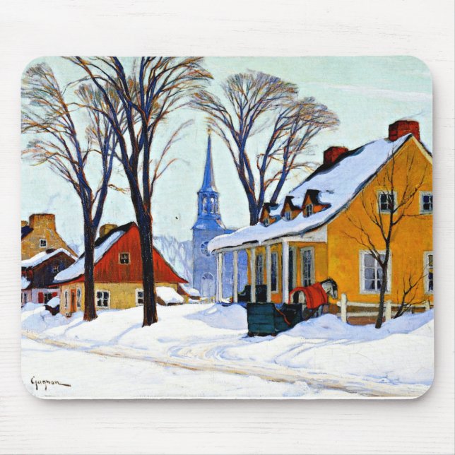 Vintermorgon, finkonst av Clarence Gagnon Musmatta (Framsidan)