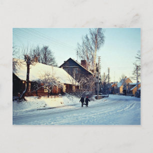Vintermorgon, Prienai, Litauens vinter Vykort