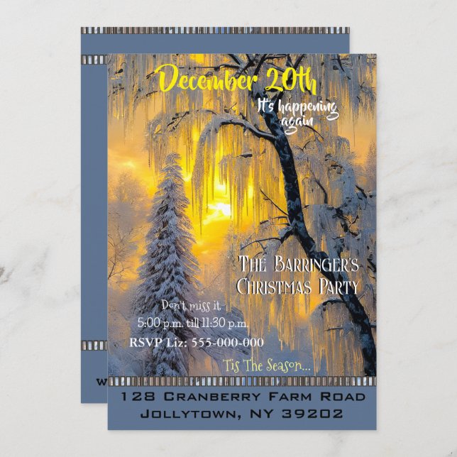 Vintermorgon Vackvärd jul Party Inbjudan (Fram/baksida)